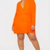 Plus Robe Blazer Orange Oversize à Double Boutonnière -Jolie Vêtue Soldes Magasin d81112cf9d953e29416f78499d74e8bb3b1f1db2 clx2935 4