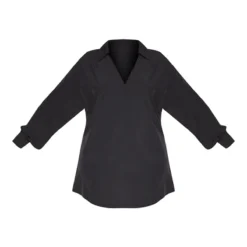 Plus Robe Chemise Droite Noire à Col En V -Jolie Vêtue Soldes Magasin d882a85cfdb73535cb1b47f7f9e1bbcc524ba7d5 CMG0802 3