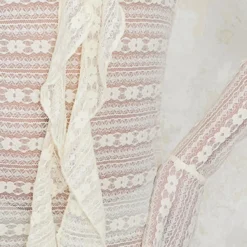 Robe Moulante Drapée En Dentelle Crème Transparente à Col Bardot Et Volants -Jolie Vêtue Soldes Magasin d8ef770635a935141c2e390a316f5e3964fe3c03 cne3764 4