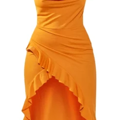 Plus Robe Mi-longue Orange Crêpée à Volants -Jolie Vêtue Soldes Magasin d91cab007ffdb7416630a20e481bf5f9325b5e01 cnd8708 5