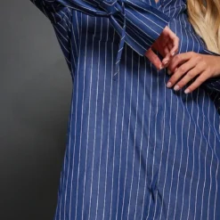 Robe Chemise Bleu Marine à Rayures Et Manches évasées Nouées -Jolie Vêtue Soldes Magasin d94bd6de143a0666bd8b672a2df65a6d09a8bcd4 cnc2852 4