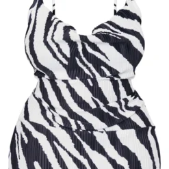 Plus Robe Moulante Noir & Blanc Imprimé Zèbre Plissée à Col Bénitier -Jolie Vêtue Soldes Magasin d95fa7f88af395ec40cd777a2a5ef664f4cc3be7 cne0645 5