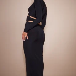 Robe Mi-longue Moulante Noire Découpée à La Taille à Détail Anneaux -Jolie Vêtue Soldes Magasin d97a0cebbfeacf82aa4d6de607cedb1a1a829729 cnd5855 2