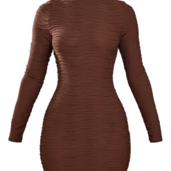 Petite Robe Moulante Texturée Espresso à Manches Longues Et Col Ras -Jolie Vêtue Soldes Magasin d984d32d43f572cf29cad543c39e3128a84b2b86 cnd4375 5