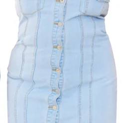 Plus Robe Moulante En Jean Bleu Clair Délavé Style Corset à Boutons -Jolie Vêtue Soldes Magasin d9ad060feff2170e63f8d881c9fc6d1890227e34 cnd2848 5