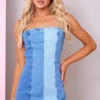 Robe Bustier En Jean Bleu à Parties Contrastantes -Jolie Vêtue Soldes Magasin da036264d8c70c6197e78713dde1725900d09769 cne1206 1
