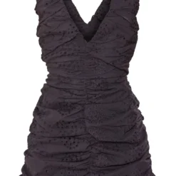 Robe Moulante Froncée Noire Brodée à Décolleté Et Ourlet Volanté -Jolie Vêtue Soldes Magasin da10c3545a9842868fa5a29cfaee4e803ac5531d cnd5482 5