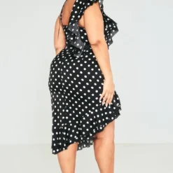 Plus Robe Mi-longue Noire à Pois Et Volants -Jolie Vêtue Soldes Magasin da33b35e90967ee5eeb01ce4c628bef11335969c cnd4880 2