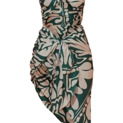 Robe Longue Asymétrique Vert Foncé Imprimé Abstrait à Découpes Et Dos Nu -Jolie Vêtue Soldes Magasin da35dd847d1b10a14b439b7efbf0be6a5488067d cmy6043 6