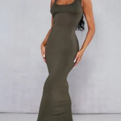 Robe Longue Simple Vert Olive -Jolie Vêtue Soldes Magasin da5ad16d17afe7c05f71390252d0d4504e2446a0 cnc9498 3