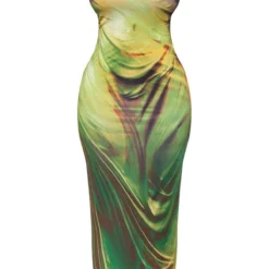 Shape Robe Longue Imprimé Drapé Vert à Manches Longues -Jolie Vêtue Soldes Magasin da797a1fc78d83539676ca4bdf9e174e7485fb9a cnd9086 5