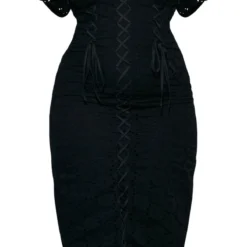 Plus Robe Mi-longue Noire à Broderie Anglaise Et Lacets -Jolie Vêtue Soldes Magasin dab855c8be3064411e75dd13638190defd119b4b cnd4878 5