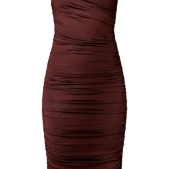 Robe Moulante Mi-longue Chocolat Plissée à épaule Unique -Jolie Vêtue Soldes Magasin dae5adcfb2f2aee90d4c0721d994143bfe12447b cmw1154 6
