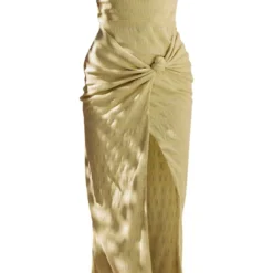 Robe Longue Texturée Vert Olive à Col Bénitier Noué -Jolie Vêtue Soldes Magasin db0d01a6a2d0b5bd7487958c8d170bf9a4dac796 cnd7604 5