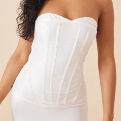 Robe Moulante Satinée Crème à Détail Corset -Jolie Vêtue Soldes Magasin db0e824ba9f2746f14738326e1046cf95465ab33 cnd2174 4