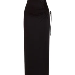 Robe Longue Bustier Moulante Noire Découpée Froncée Sur Le Côté -Jolie Vêtue Soldes Magasin db416d606f941fb4cbec8874b8beedaaf783c0fc cnd7724 5