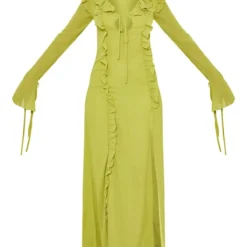 Tall Robe Longue Vert Citron à Volants Et Manches Longues -Jolie Vêtue Soldes Magasin db6143315678dbdb516db4ee59054f80f7efd670 cnd3479 5