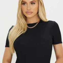 Maternité Robe De Grossesse Mi-longue Noire Côtelée à Col Ras-du-cou -Jolie Vêtue Soldes Magasin db89a7b0434462782614f45f28d5978671105ee3 cms0989 5