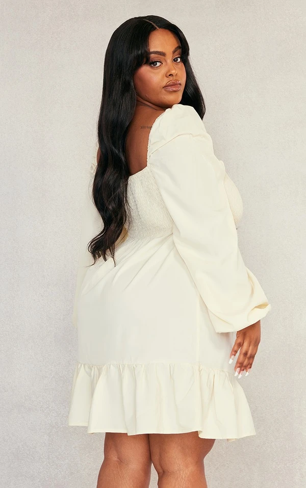 Plus Robe Droite En Mousseline De Soie Crème Froncée 4 Plus Robe Droite En Mousseline De Soie Crème Froncée – Image 2