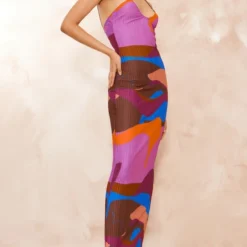 Logic Robe Longue Rose Impirmé Abstrait Plissée à Bretelles Et Dos échancré -Jolie Vêtue Soldes Magasin dbc86bced8596425f98a2e4fccb849748f817b34 cne8714 3