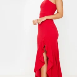 Robe Longue Asymétrique Fendue Rouge -Jolie Vêtue Soldes Magasin dbd4cd0ce59ed674dd0d3043e059a3e3e3eda9f9 cmf6576 4