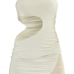 Robe Moulante Sable Pâle à Partie En Mesh Froncée Et Découpe -Jolie Vêtue Soldes Magasin dc1c5b901dacaa7673e13394c3dcb69c2f6b00d2 cnd0410 5