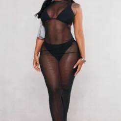 Shape Robe Longue En Mesh Noir Transparent Ouverte Dans Le Dos à Empiècement Strassé -Jolie Vêtue Soldes Magasin dc4f30ab9cff977dc754dcedf4d3c3841f1aa16b cnd7495 2