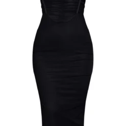 Robe Longue En Mesh Froncé Noir à Barre En V Et Bretelles -Jolie Vêtue Soldes Magasin dc66faec3fcd3e1375972ecd2383c8432291039e cnc7636 5