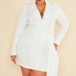 Plus Robe Blazer Plissée Blanche Drapée Devant -Jolie Vêtue Soldes Magasin dc9fa72e164ff46d035cfd9f358fa2b5c65b2b1f cnc9642 3
