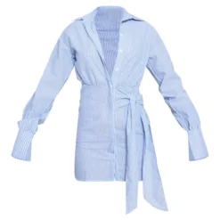 Robe Chemise Rayée Bleu Clair à Boutons Et Noeud -Jolie Vêtue Soldes Magasin dccc9e36cb3dce6f9d198ace76933e04afd152ba cnc8287 5