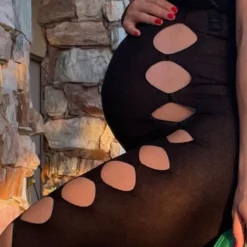 Maternité Robe De Grossesse Mi-longue En Maille Tricot Noire Transparente à Manche Unique -Jolie Vêtue Soldes Magasin dce9697b8b1c01a42c60d7992de2af23b3912097 cmw5506 5