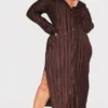 Plus Robe Chemise Mi-longue Oversize Chocolat Plissée -Jolie Vêtue Soldes Magasin dd13a4b58d14f3742c683f033fb046e4fc5a86de cnd2867 1
