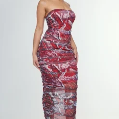 Robe Longue Bustier En Mesh Imprimé Renaissance Rouge -Jolie Vêtue Soldes Magasin dd1c996a5e01c7185da7aa07b3d0eec78e701030 cnc6209 3