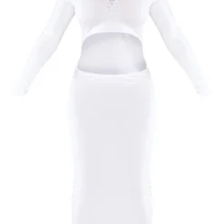 Shape Robe Mi-longue Douce Blanche Sans Coutures Découpée Froncée -Jolie Vêtue Soldes Magasin dd23496b6700574a225af6e5dd9cb6b9e277a5cd cne0603 5