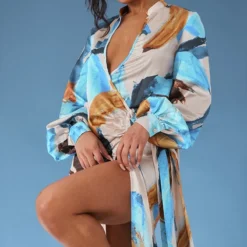 Robe Cache-coeur Longue Satinée Multicolore à Imprimé Abstrait -Jolie Vêtue Soldes Magasin dd7e54c771f5c50f86b1ee9b7530b8ae89463b5d cnd2043 4