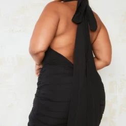 Plus Robe Moulante Drapée Noire à Col Bénitier Et Dos Nu Froncée -Jolie Vêtue Soldes Magasin dda3b35c38fb3eb29399d20624a3f6be9213c756 cmz9575 2