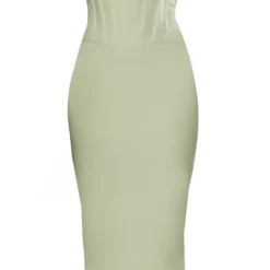 Robe Mi-longue Sauge à Détail Corset Bandage -Jolie Vêtue Soldes Magasin ddaafca161436bffa77165f274edd0815074d718 cnd1251 5