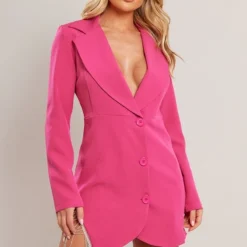 Robe Blazer En Maille Tissée Rose Vif à Ourlet à Franges Strassées -Jolie Vêtue Soldes Magasin ddccbcfced8101d60bf74b90ae4809b924aff457 cnd9129 3