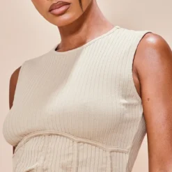 Robe Moulante Côtelée Gris Pierre à Corset Et Détail Coutures -Jolie Vêtue Soldes Magasin ddd20862ead7ea26ab27f8f1ad69d763d8bf6a8e cnd5499 4