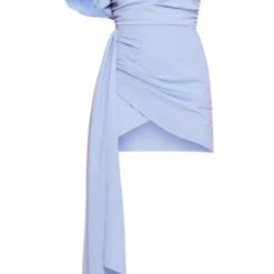 Robe Moulante Asymétrique Bleu Clair Drapée à Manche Bouffante -Jolie Vêtue Soldes Magasin de02561e2b5efa2981b7a9dc9cf2fd5aa6bb410b cnd4304 5