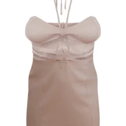 Robe Moulante Gris Pierre Tissée Effet Lin à Bretelles Découpées -Jolie Vêtue Soldes Magasin de58420a2b0b6e76ce91bb8051b1097a52e4fd6a cnd7653 5