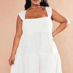 Plus Robe Droite Blanche Texturée Superposée -Jolie Vêtue Soldes Magasin de5a05d5bd18df927c4eab914e42d20f48326815 cnd4916 1