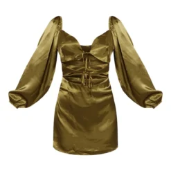 Robe Droite Satinée Verte Olive Découpée à Nouer -Jolie Vêtue Soldes Magasin de846c461d893767f33db82f98522263022acbf4 cnd1227 5