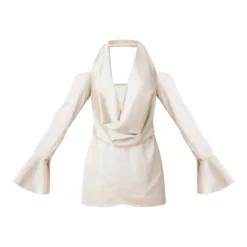 Robe Droite Satinée Crème à Col Bénitier Et épaules Dénudées -Jolie Vêtue Soldes Magasin ded6740c6ff8f45a14484dfeb328c0ad967d1f4f cnd5830 5