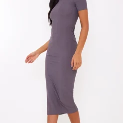 Tall Robe Mi-longue Côtelée Gris Anthracite à Col Rond -Jolie Vêtue Soldes Magasin dedd445bf87ad0fd7290bea037c7d1b8de9bf927 cnd4320 3