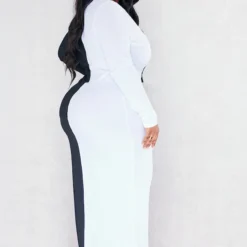 Plus Robe Longue Noire à Deux Tons -Jolie Vêtue Soldes Magasin df2a1d204078f72173441ce4979d9486f181757c cnd7337 2