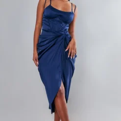 Robe Mi-longue Satinée Bleu Marine Drapée à Armatures 9 Robe Mi-longue Satinée Bleu Marine Drapée à Armatures -Jolie Vêtue Soldes Magasin df3423c92dc55477f4152b5a91373d25cb2b3f9d cnc7684 3