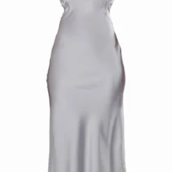 Robe Mi-longue Découpée Satinée Argentée à Liserés Et Bretelles Fines -Jolie Vêtue Soldes Magasin df66459edbec4f83e685a21e8c19c68b7a7fbb03 cnc7628 5