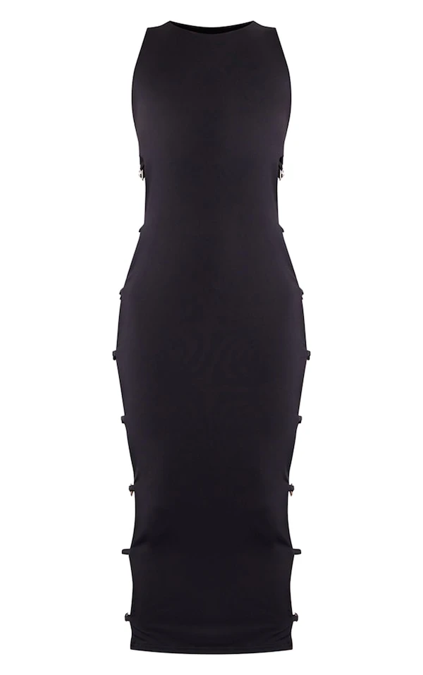 Robe Mi-longue Découpée Noire à Détail Cœur 7 Robe Mi-longue Découpée Noire à Détail Cœur – Image 5