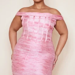 Plus Robe Moulante Rose à Col Bardot -Jolie Vêtue Soldes Magasin dfd635b10b5e4f72cdb7e9f15395305d066986a2 cne0678 3